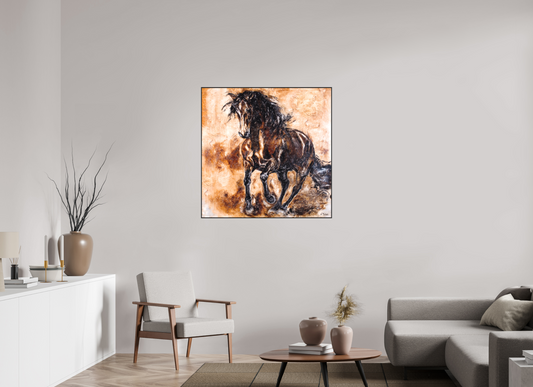 100 x 100 cm, Artbox schwarz - Acrylglas matt, 5cm 05-59 Pferdegemälde Kerstin Tschech – Galerie Kunstdruck
