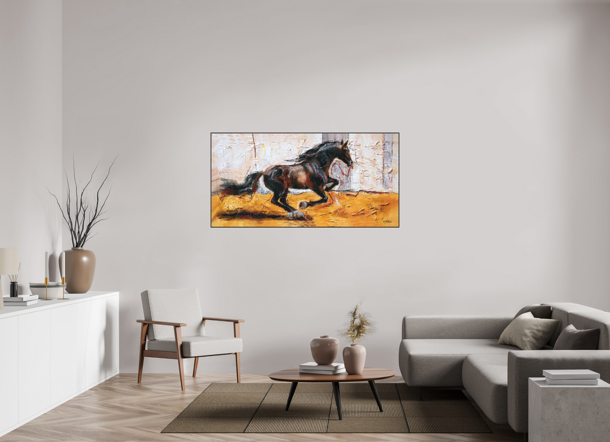 160 x 80 cm, Artbox schwarz - Acrylglas matt, 5cm 02-06 Pferdegemälde Kerstin Tschech – Galerie Kunstdruck