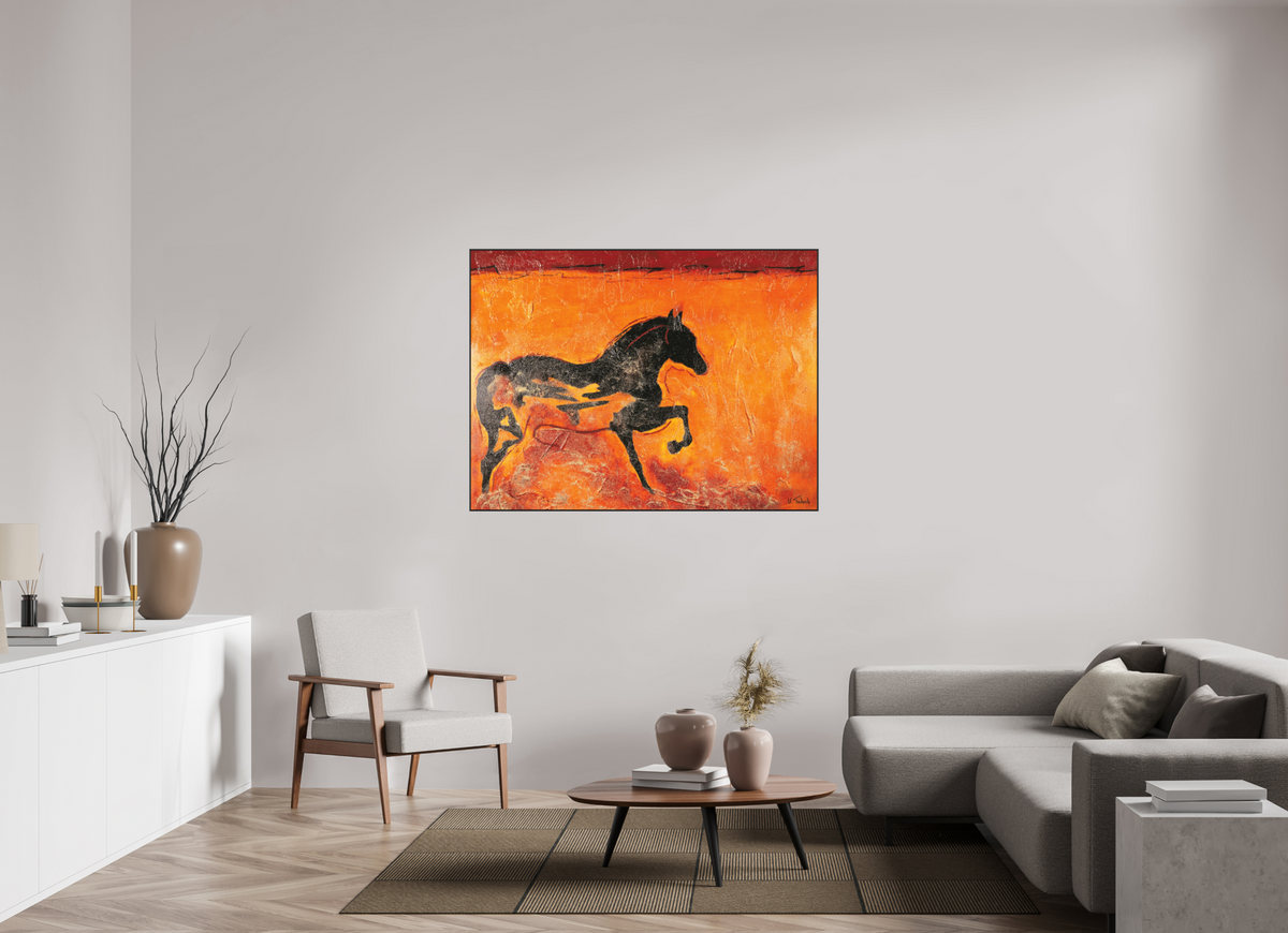 140 x 105 cm, Artbox schwarz - Acrylglas matt, 5cm 06-20 Pferdegemälde Kerstin Tschech – Galerie Kunstdruck