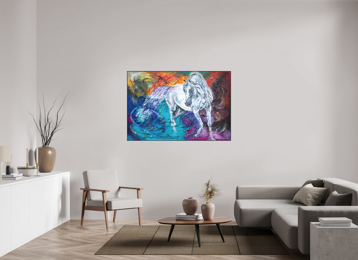 150 x 100 cm, Artbox schwarz - Acrylglas matt, 5cm 04-63 Pferdegemälde Kerstin Tschech – Galerie Kunstdruck