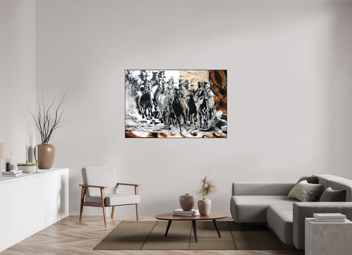 150 x 100 cm, Artbox schwarz - Acrylglas matt, 5cm 04-03 Pferdegemälde Kerstin Tschech – Galerie Kunstdruck