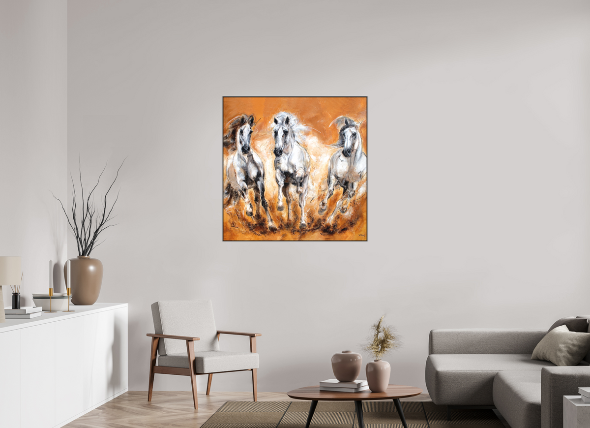 100 x 100 cm, Artbox schwarz - Acrylglas matt, 5cm 05-58 Pferdegemälde Kerstin Tschech – Galerie Kunstdruck