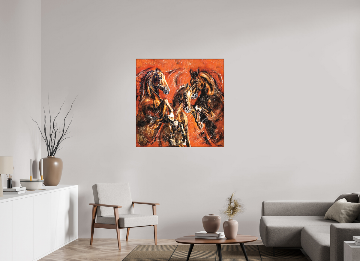 100 x 100 cm, Artbox schwarz - Acrylglas matt, 5cm 05-53 Pferdegemälde Kerstin Tschech – Galerie Kunstdruck