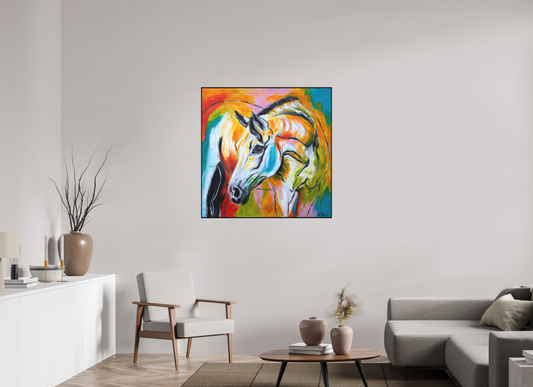 100 x 100 cm, Artbox schwarz - Acrylglas matt, 5cm 05-48 Pferdegemälde Kerstin Tschech – Galerie Kunstdruck