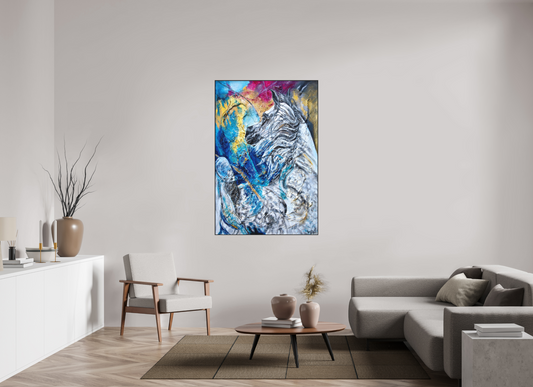 100 x 150 cm, Artbox schwarz - Acrylglas matt, 5cm 04-64 Pferdegemälde Kerstin Tschech – Galerie Kunstdruck