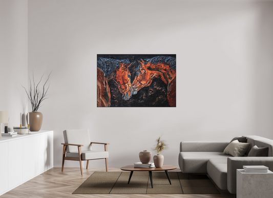 150 x 100 cm, Artbox schwarz - Acrylglas matt, 5cm 04-57 Pferdegemälde Kerstin Tschech – Galerie Kunstdruck