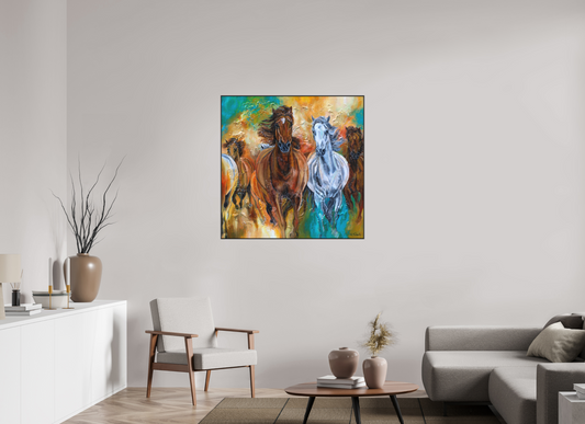 100 x 100 cm, Artbox schwarz - Acrylglas matt, 5cm 05-50 Pferdegemälde Kerstin Tschech – Galerie Kunstdruck