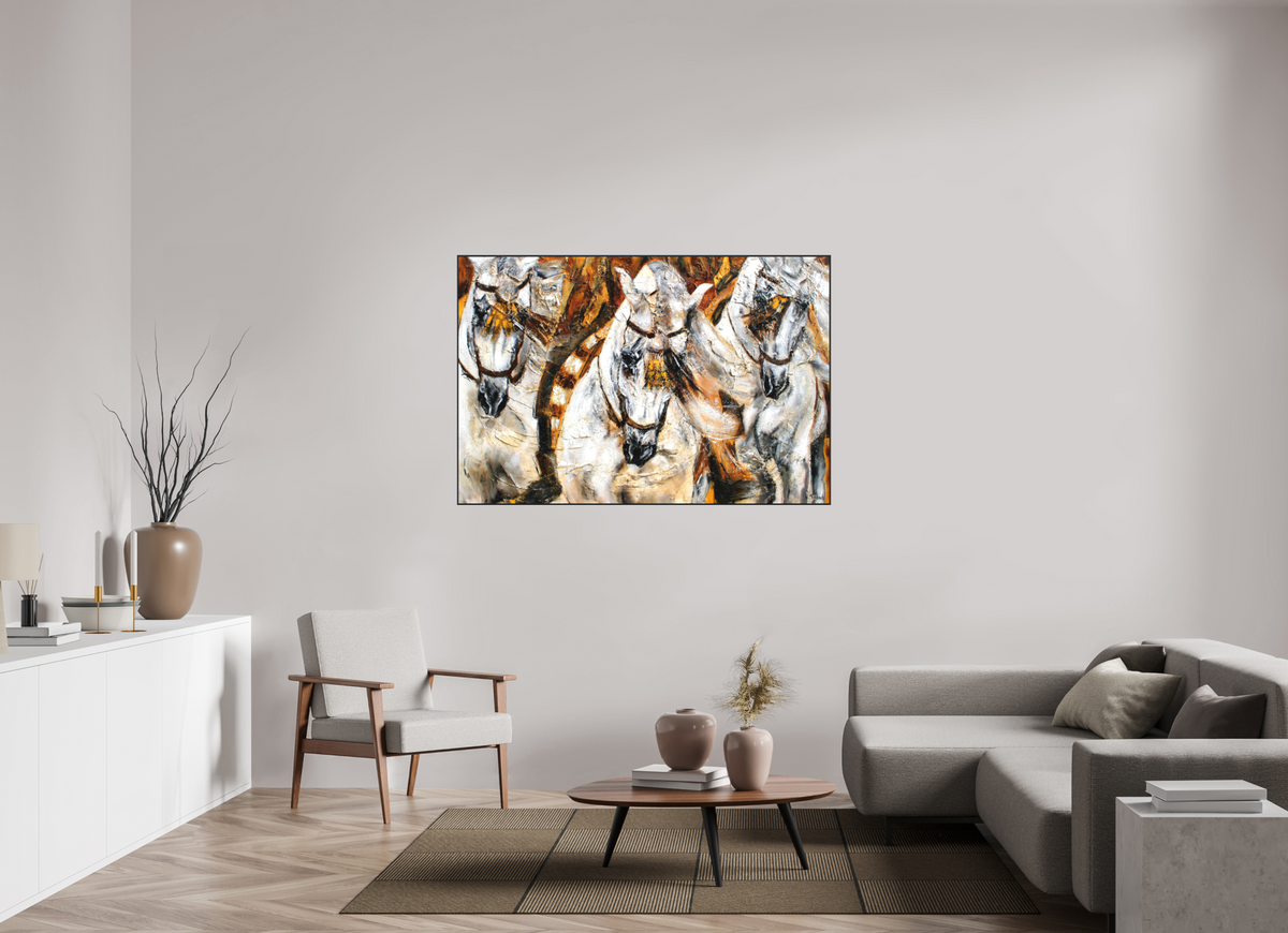 150 x 100 cm, Artbox schwarz - Acrylglas matt, 5cm 04-05 Pferdegemälde Kerstin Tschech – Galerie Kunstdruck