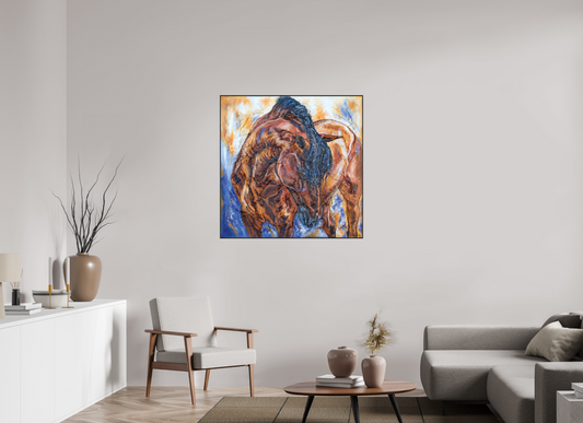100 x 100 cm, Artbox schwarz - Acrylglas matt, 5cm 05-49 Pferdegemälde Kerstin Tschech – Galerie Kunstdruck
