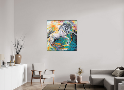 100 x 100 cm, Artbox schwarz - Acrylglas matt, 5cm 05-43 Pferdegemälde Kerstin Tschech – Galerie Kunstdruck