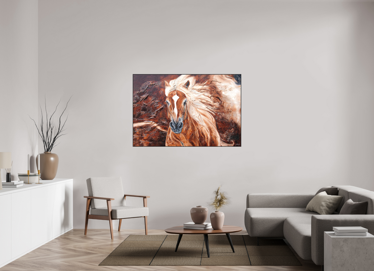 150 x 100 cm, Artbox schwarz - Acrylglas matt, 5cm 04-44 Pferdegemälde Kerstin Tschech – Galerie Kunstdruck