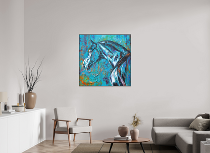 100 x 100 cm, Artbox schwarz - Acrylglas matt, 5cm 05-42 Pferdegemälde Kerstin Tschech – Galerie Kunstdruck