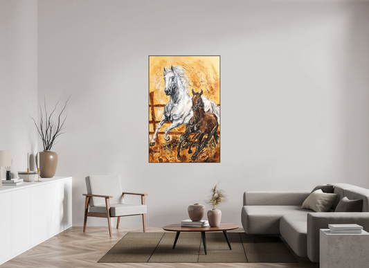 100 x 150 cm, Artbox schwarz - Acrylglas matt, 5cm 04-28 Pferdegemälde Kerstin Tschech – Galerie Kunstdruck
