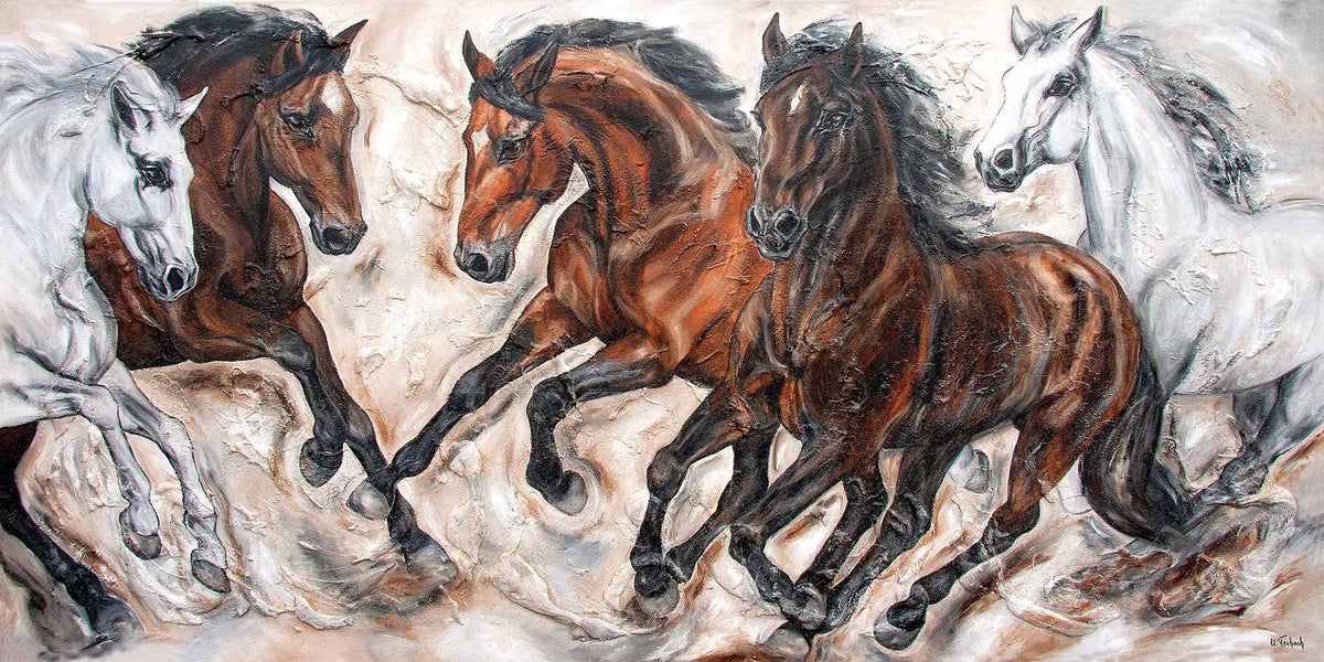 Exklusives Pferdegemälde von Kerstin Tschech als hochwertiger Kunstdruck als Pferdebild auf Leinwand und Pferde-Acrylglasbild