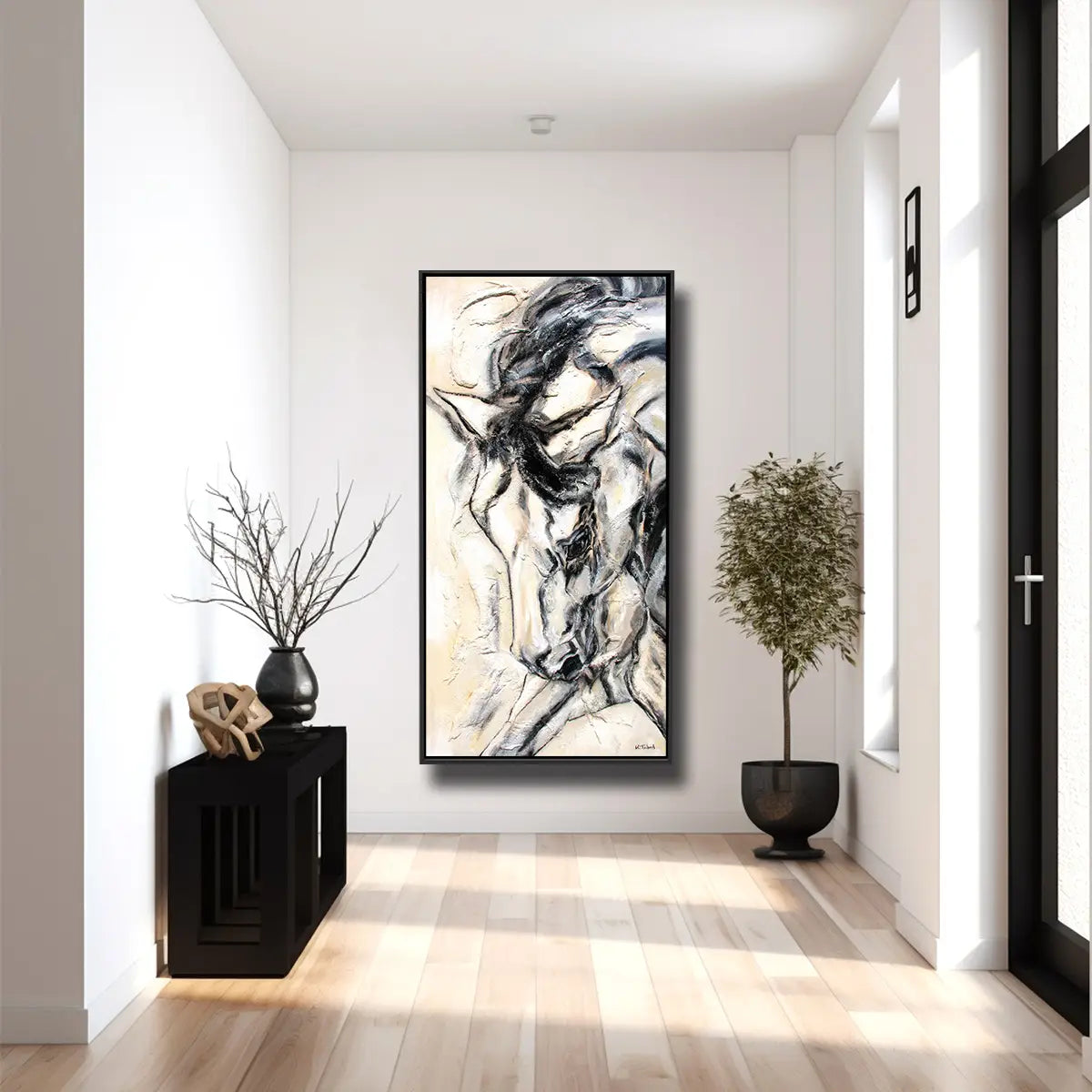 01-04 Pferd in vorwärts-abwärts Dehnung – Pferde-Acrylglasbild von Kerstin Tschech
