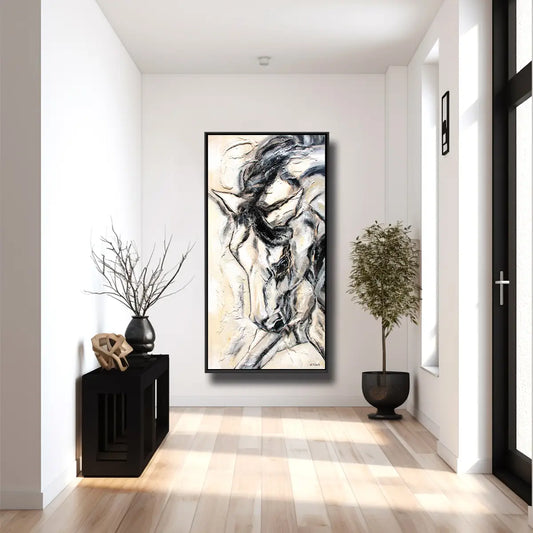 01-04 Pferd in vorwärts-abwärts Dehnung – Pferde-Acrylglasbild von Kerstin Tschech