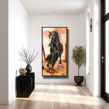 01-07 Stolzer spanischer Hengst in imposanter Pose – Pferde-Acrylglasbild von Kerstin Tschech