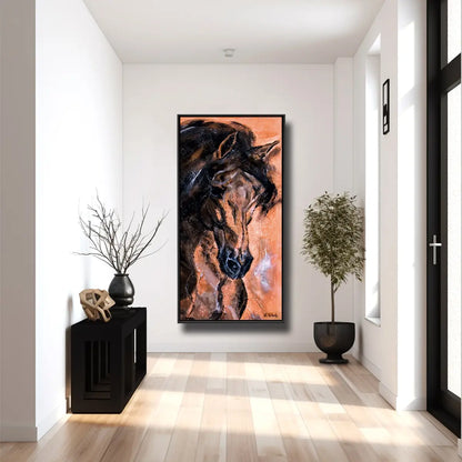 01-08 Andalusisches Pferdeportrait in Kupfer – Pferde-Acrylglasbild von Kerstin Tschech