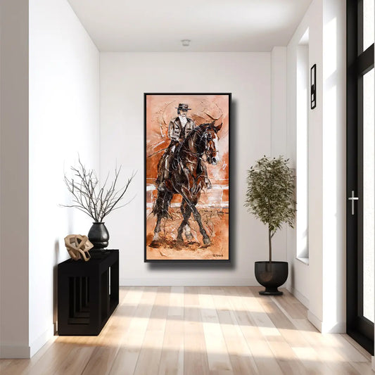 01-21 Reitkunst Hommage an Anja Beran bei einer Traversale im Trab – Pferde-Acrylglasbild von Kerstin Tschech