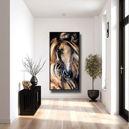 01-57 Abstraktes Pferde Porträt mit Fokusblick – Pferde-Acrylglasbild von Kerstin Tschech