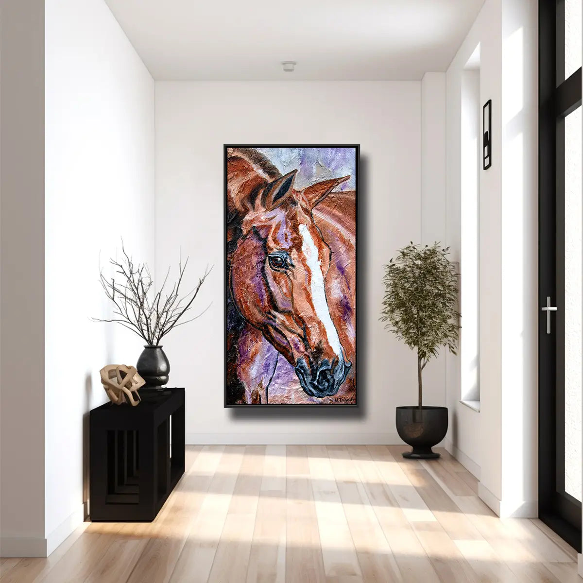 01-61 Zeitgenössisches Fuchs Portrait – Pferde-Acrylglasbild von Kerstin Tschech