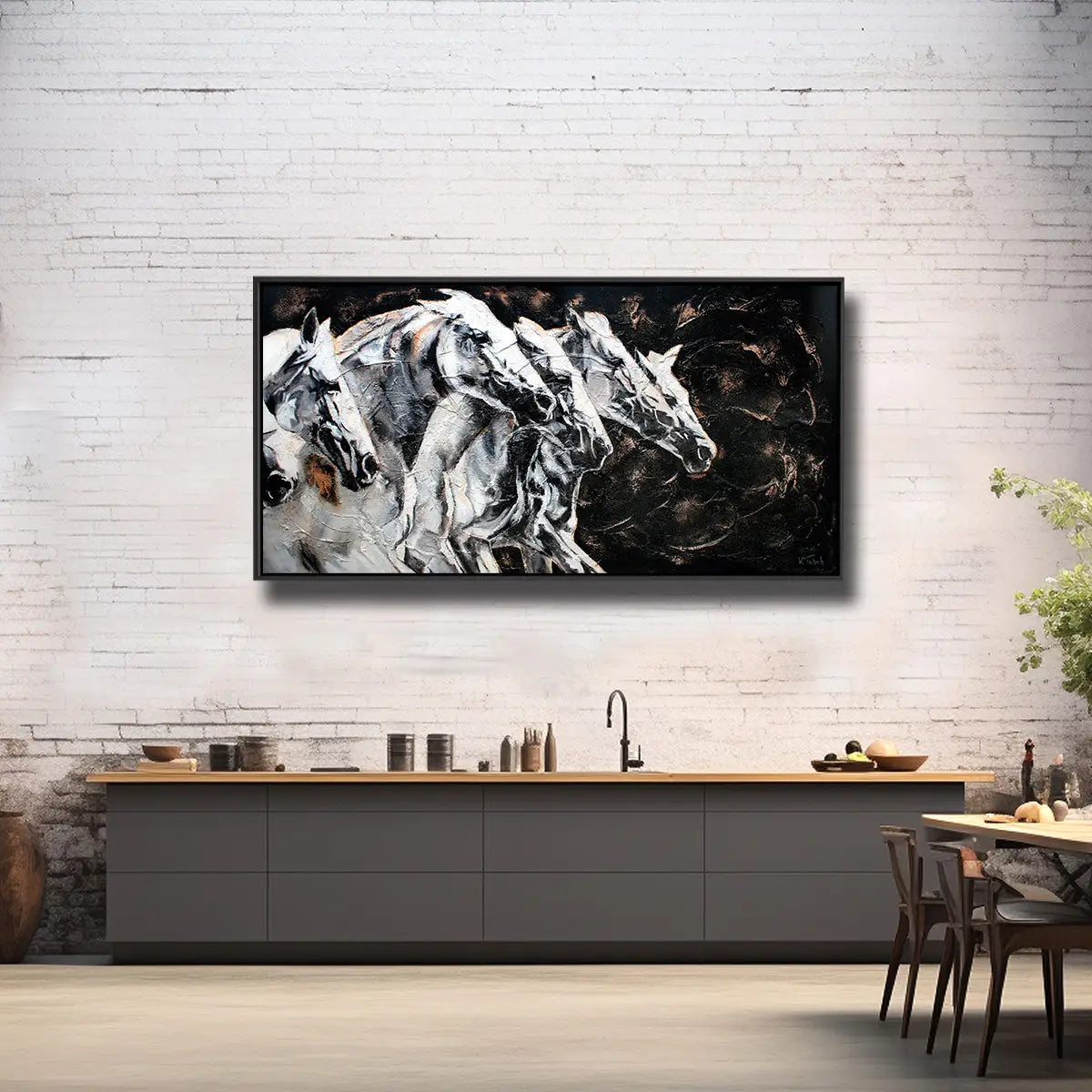 02-01 Schimmelherde voller Eleganz – Pferde-Acrylglasbild von Kerstin Tschech