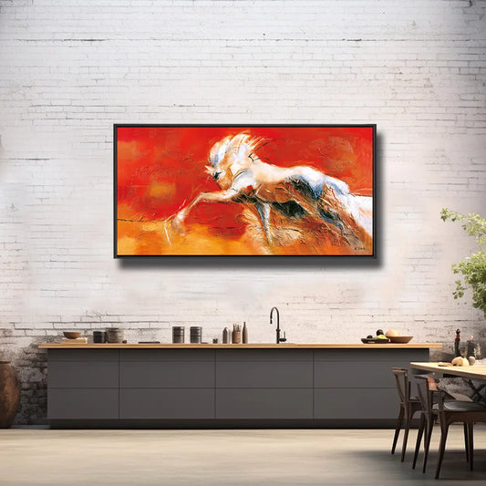 02-04 Abstraktes Pferd im stolzen spanischen Schritt – Pferde-Acrylglasbild von Kerstin Tschech
