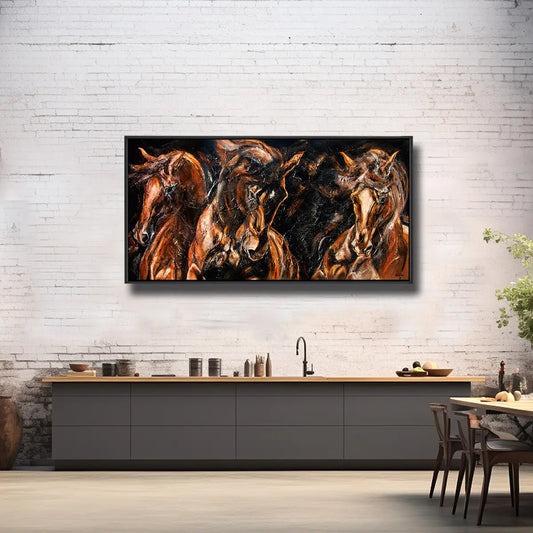 02-05 Abstrakte Hengstportraits voller Dynamik – Pferde-Acrylglasbild von Kerstin Tschech