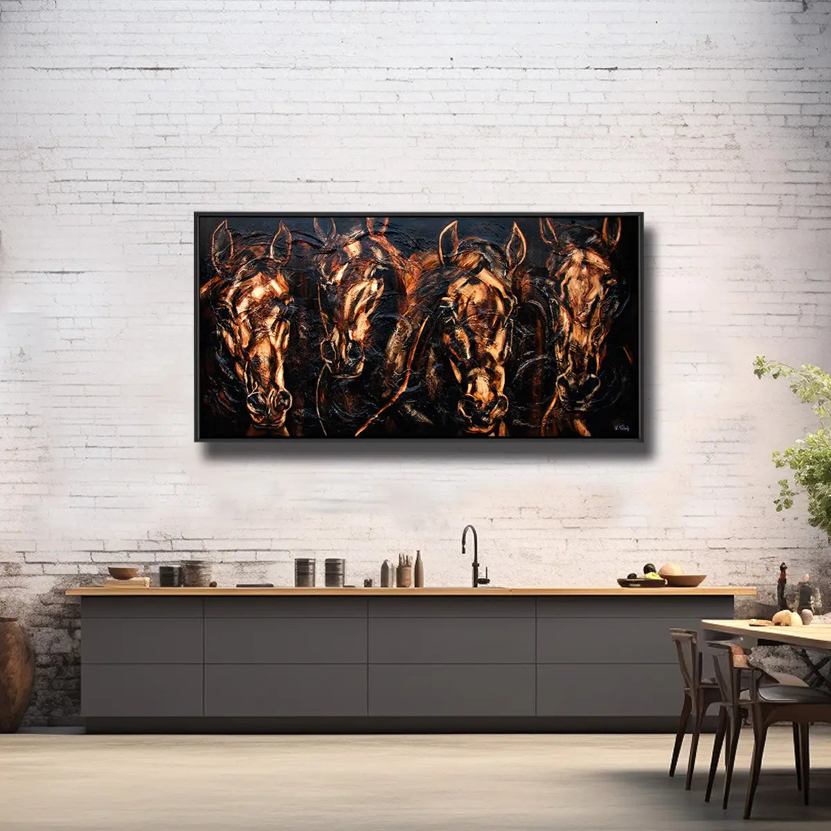 02-10 Pferdekopf-Wandbild moderner Kunst – Pferde-Acrylglasbild von Kerstin Tschech