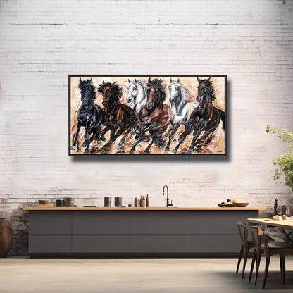 02-13 Galoppierende Warmblut-Herde als Wandbild – Pferde-Acrylglasbild von Kerstin Tschech