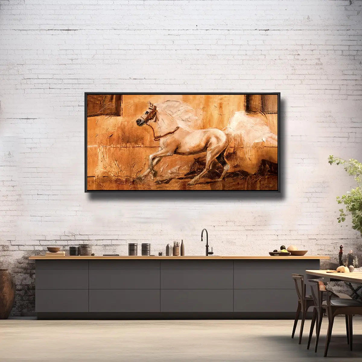 02-18 Edler Araberhengst im Galopp als ausdrucksstarkes Pferde-Kunstwerk – Pferde-Acrylglasbild von Kerstin Tschech