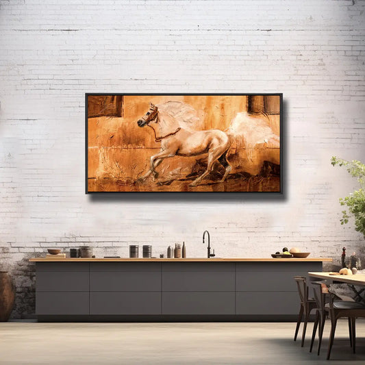 02-18 Edler Araberhengst im Galopp als ausdrucksstarkes Pferde-Kunstwerk – Pferde-Acrylglasbild von Kerstin Tschech