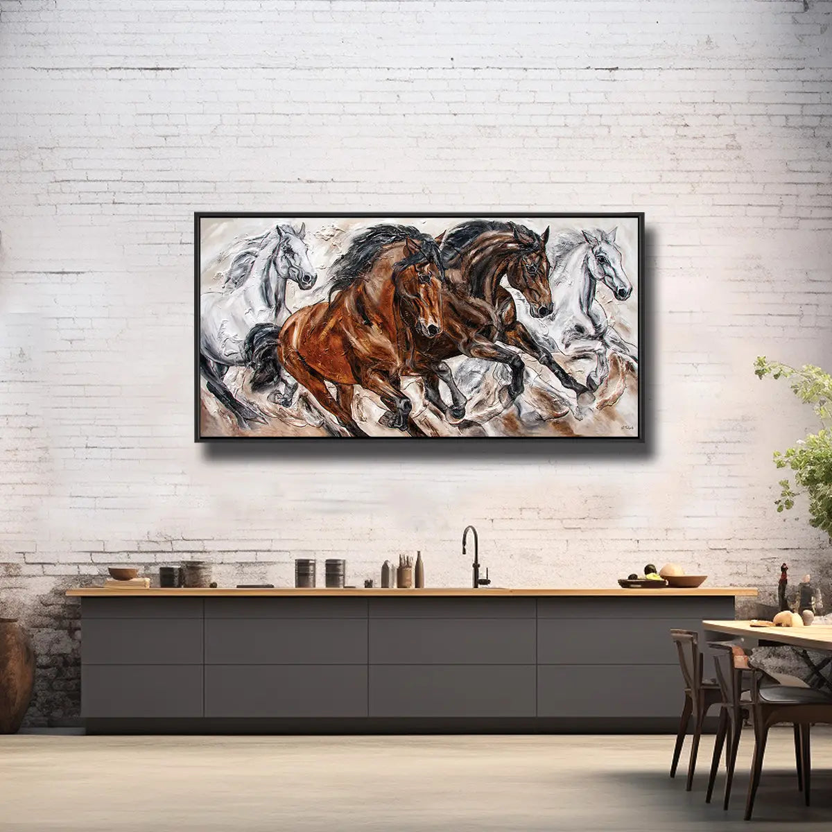 02-30 Pferdegemälde als Herde auf Leinwand – Pferde-Acrylglasbild von Kerstin Tschech
