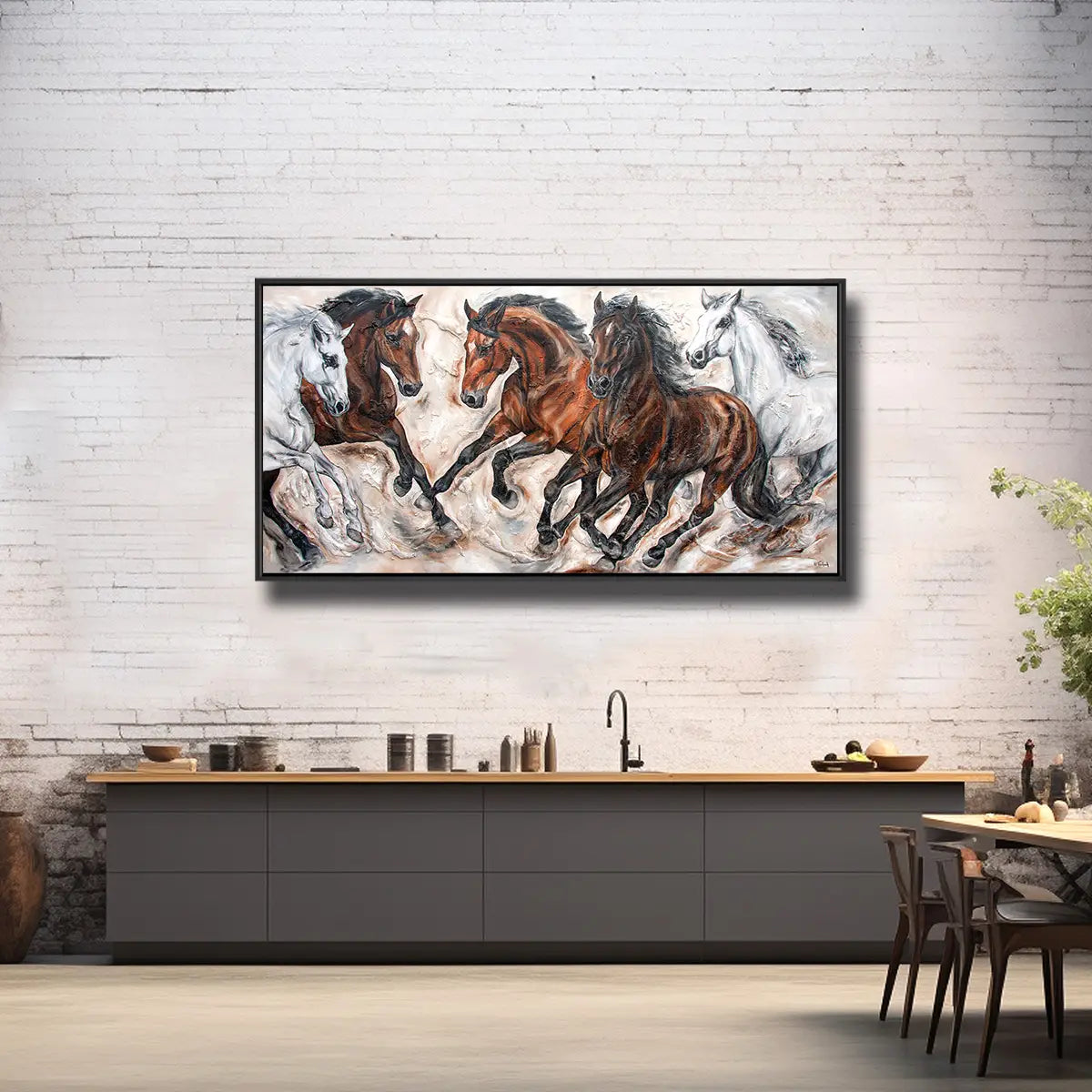 02-33 Ausdrucksstarke Pferdeherde in dynamischer Bewegung – Pferde-Acrylglasbild von Kerstin Tschech