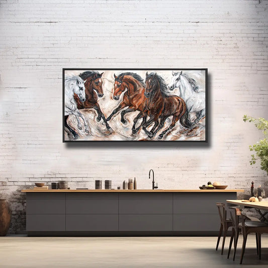 02-33 Ausdrucksstarke Pferdeherde in dynamischer Bewegung – Pferde-Acrylglasbild von Kerstin Tschech