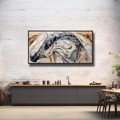 02-34 Pferde-Porträt eines spanischen Hengstes mit geschwungener Halsung – Pferde-Acrylglasbild von Kerstin Tschech