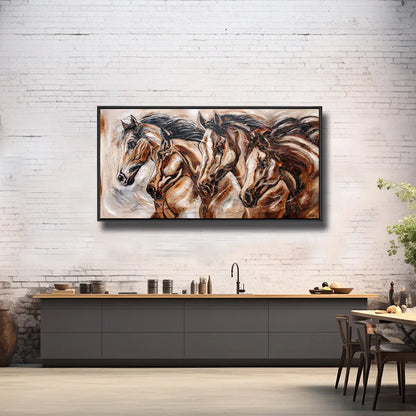 02-36 Edle Pferdeköpfe nebeneinander als ausdrucksstarkes Herden-Pferdeportrait – Pferde-Acrylglasbild von Kerstin Tschech