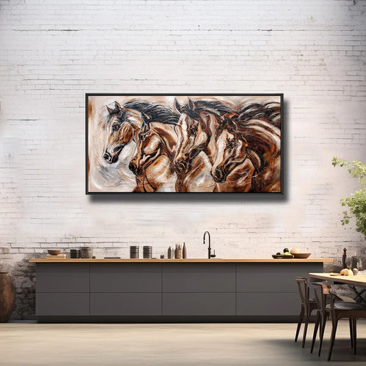 02-36 Edle Pferdeköpfe nebeneinander als ausdrucksstarkes Herden-Pferdeportrait – Pferde-Acrylglasbild von Kerstin Tschech
