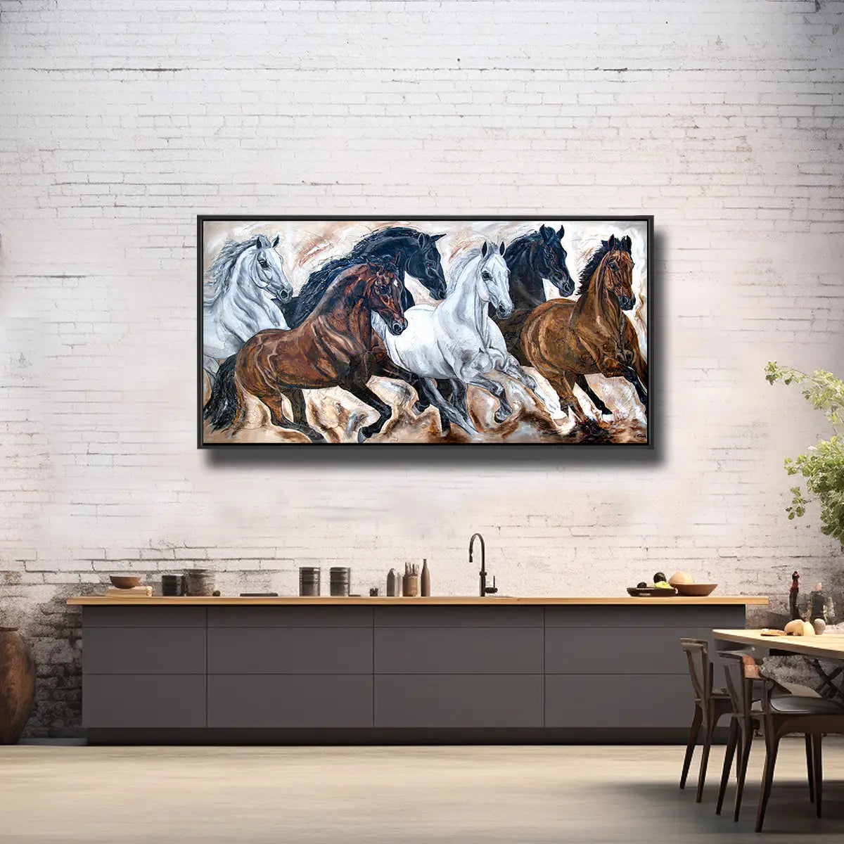 02-38 Wilde Pferdeherde ausdrucksstarker Hengste in freier, dynamischer Bewegung – Pferde-Acrylglasbild von Kerstin Tschech