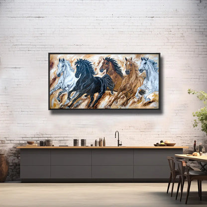 02-39  Kraftvolle Pferdeherde im stürmischen Galopp, voller Dynamik und Energie – Pferde-Acrylglasbild von Kerstin Tschech