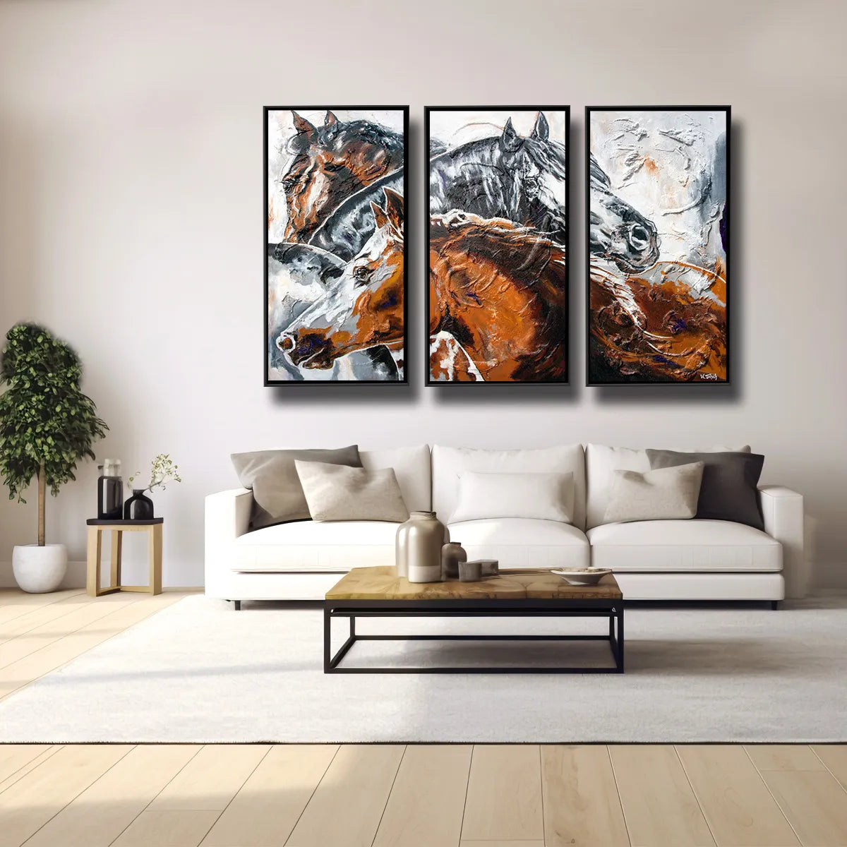 03-02 Stute und Hengst Pferdewandbild XXL – Pferde-Acrylglasbild von Kerstin Tschech