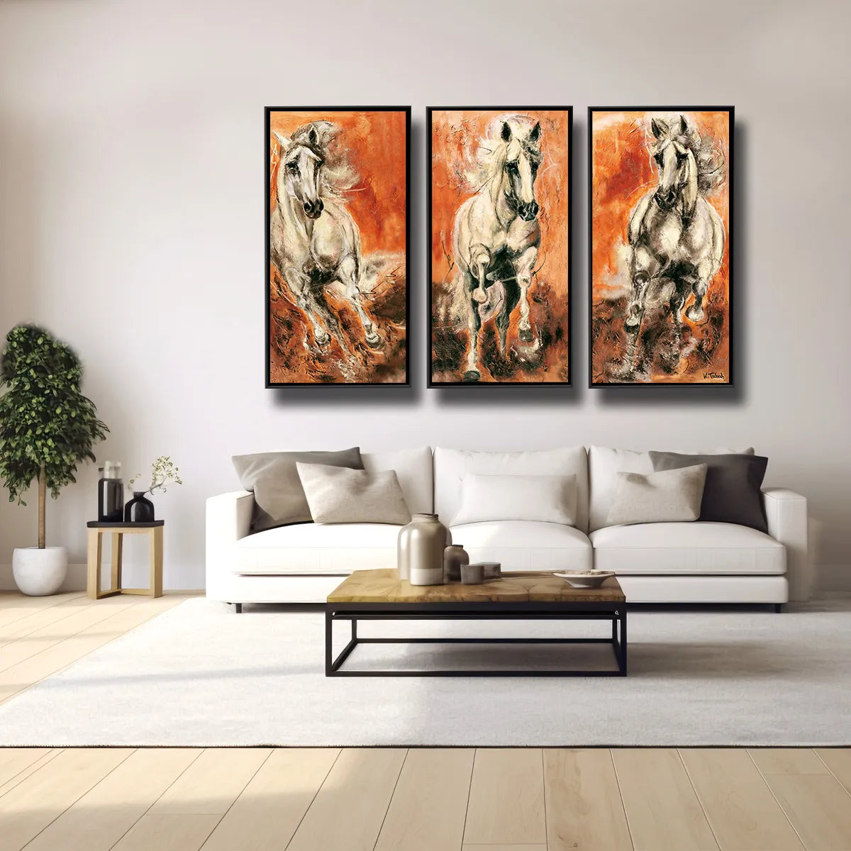 03-09 Drei majestätische Andalusier im Galopp – Pferde-Acrylglasbild von Kerstin Tschech