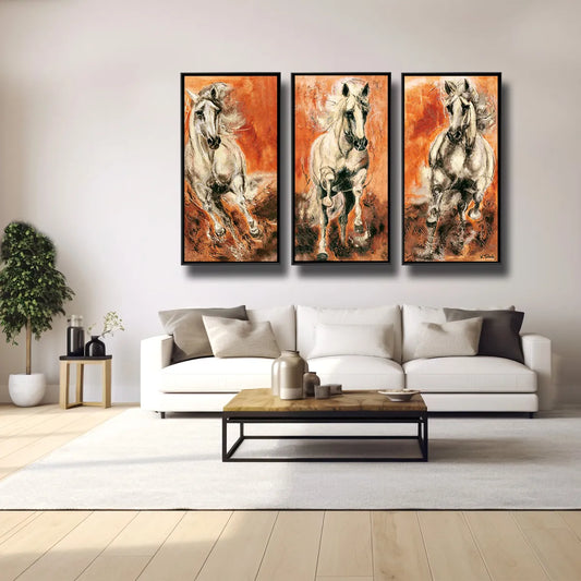 03-09 Drei majestätische Andalusier im Galopp – Pferde-Acrylglasbild von Kerstin Tschech