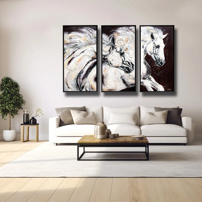 03-10 Weiße Schimmel Wandbild Pferdeherde Leinwand – Pferde-Acrylglasbild von Kerstin Tschech