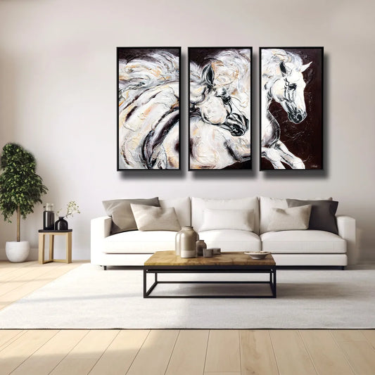 03-10 Weiße Schimmel Wandbild Pferdeherde Leinwand – Pferde-Acrylglasbild von Kerstin Tschech