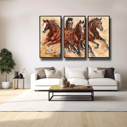 03-24 Dynamisch galoppierende Warmblut-Hengste – Pferde-Acrylglasbild von Kerstin Tschech