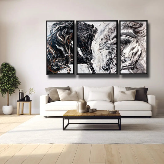 03-26 Weißer und schwarzer Andalusier-Hengst – Pferde-Acrylglasbild von Kerstin Tschech