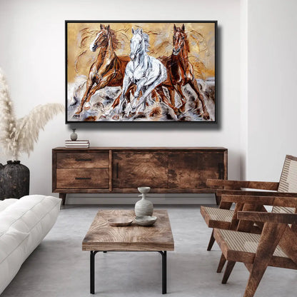 04-01 Hengste im dynamischen Aufbruch – Pferde-Acrylglasbild von Kerstin Tschech