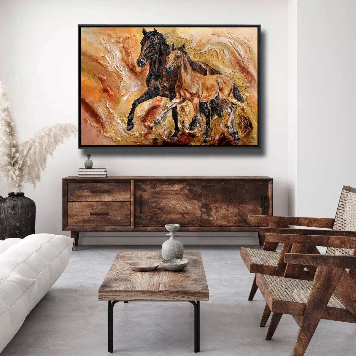 04-49 Ein rührendes Pferdeportrait Stute mit Fohlen – Pferde-Acrylglasbild von Kerstin Tschech