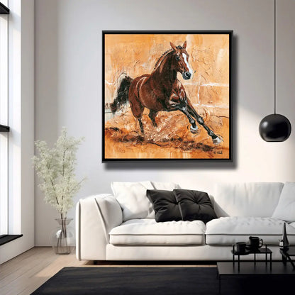 05-02 Sportlicher Warmblut-Hengst in dynamischer Bewegung – Pferde-Acrylglasbild von Kerstin Tschech